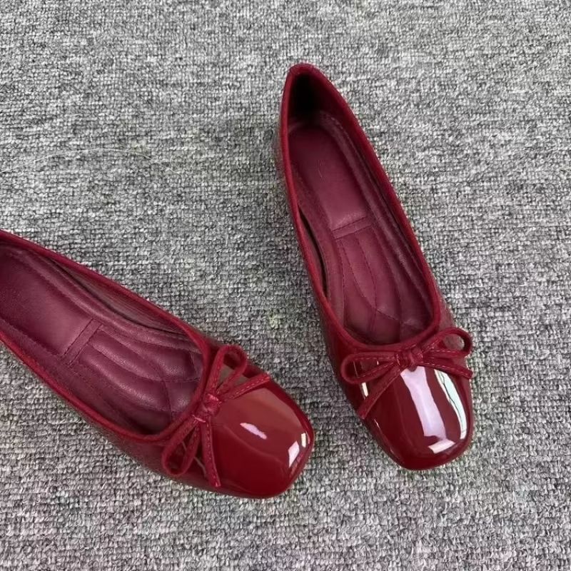 Womens French Style Square Toe Loafers With Bowknot Soft Sole Shallow Slip Ons For Office And Drivi 1