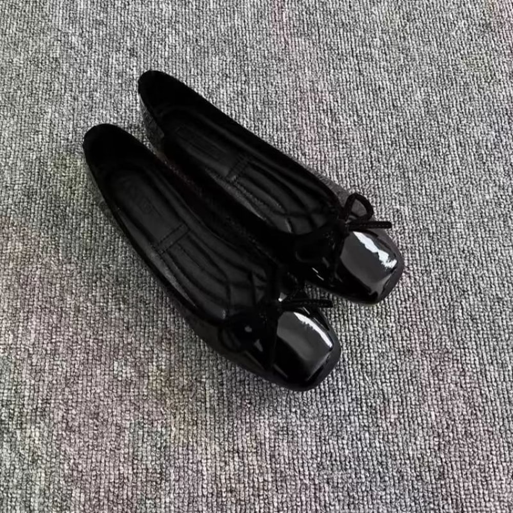 Womens French Style Square Toe Loafers With Bowknot Soft Sole Shallow Slip Ons For Office And Drivi 4