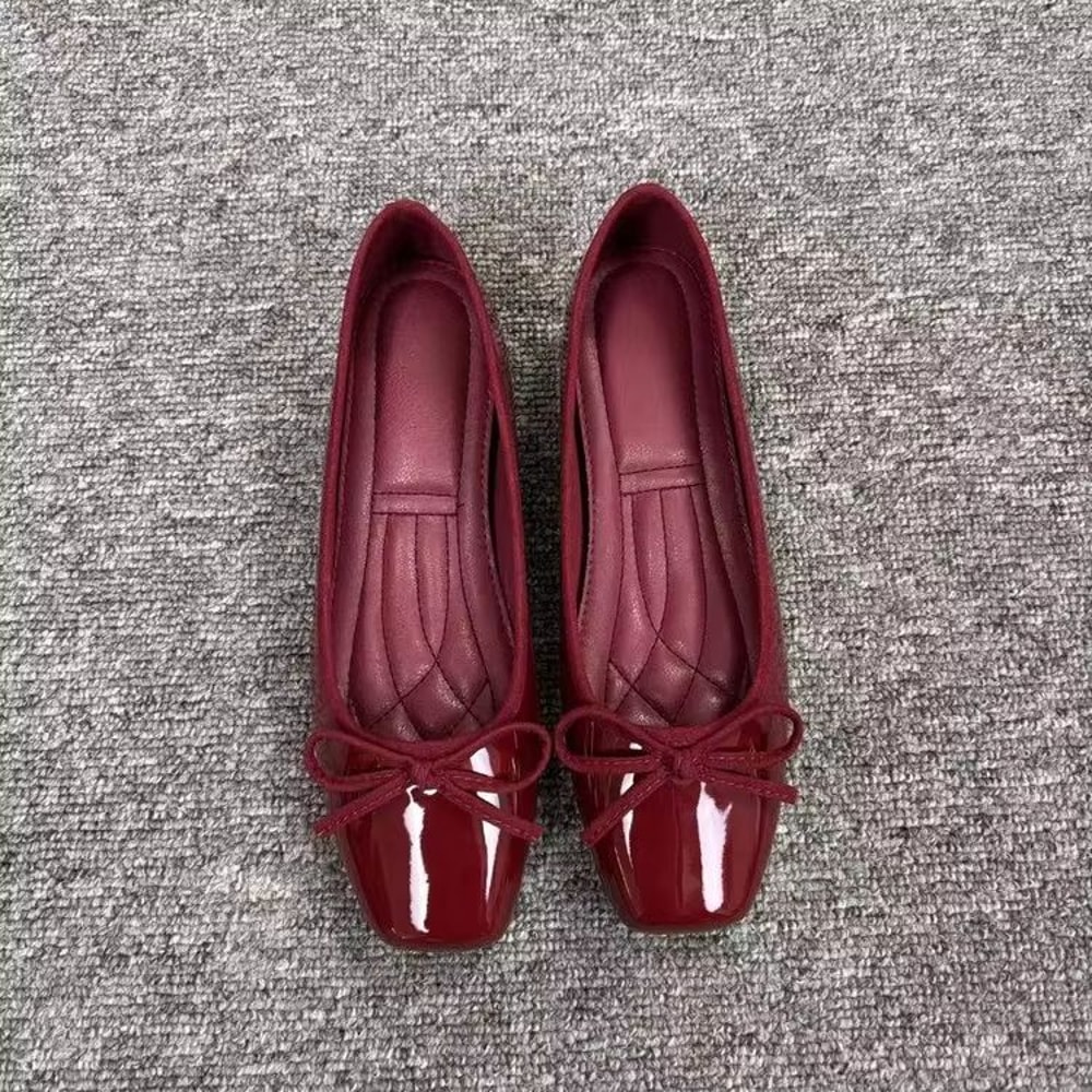 Womens French Style Square Toe Loafers With Bowknot Soft Sole Shallow Slip Ons For Office And Drivi 6