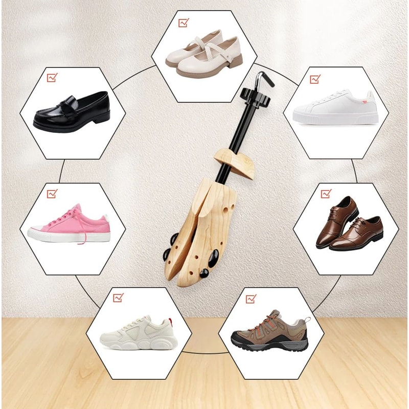 Repacego Adjustable Wooden Shoe Tree And Stretcher For Men And Women Length And Width Expander Keep 5