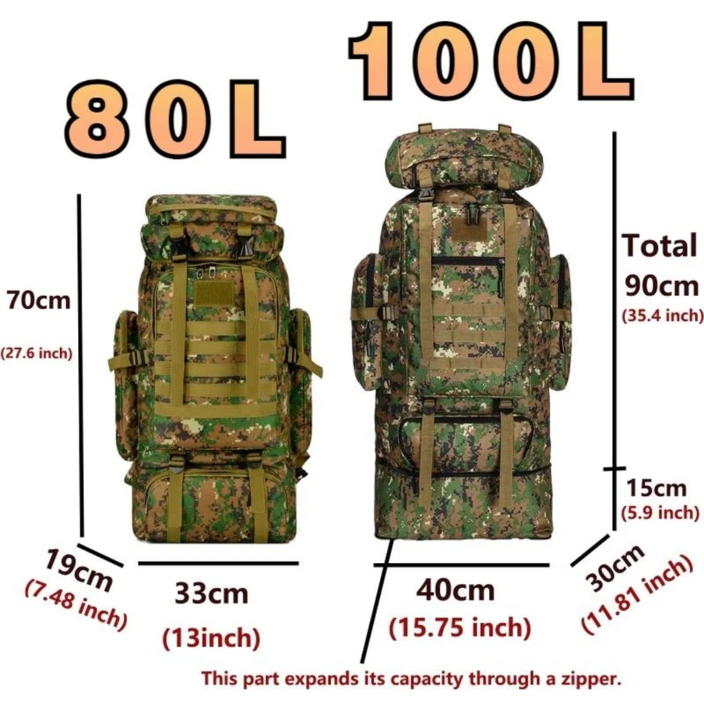 80L 100L Mountaineering Backpack Tactical Large Capacity Rucksack For Hiking Camping And Travel 1