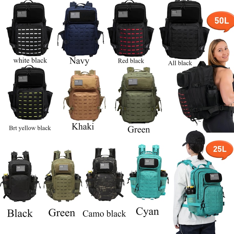 25L50L Tactical MOLLE Outdoor Backpack With Dual Bottle Holders 1