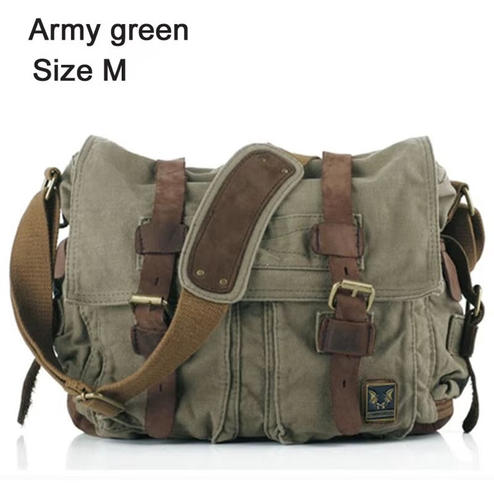 I AM LEGEND Canvas And Genuine Leather Mens Messenger Bag 13