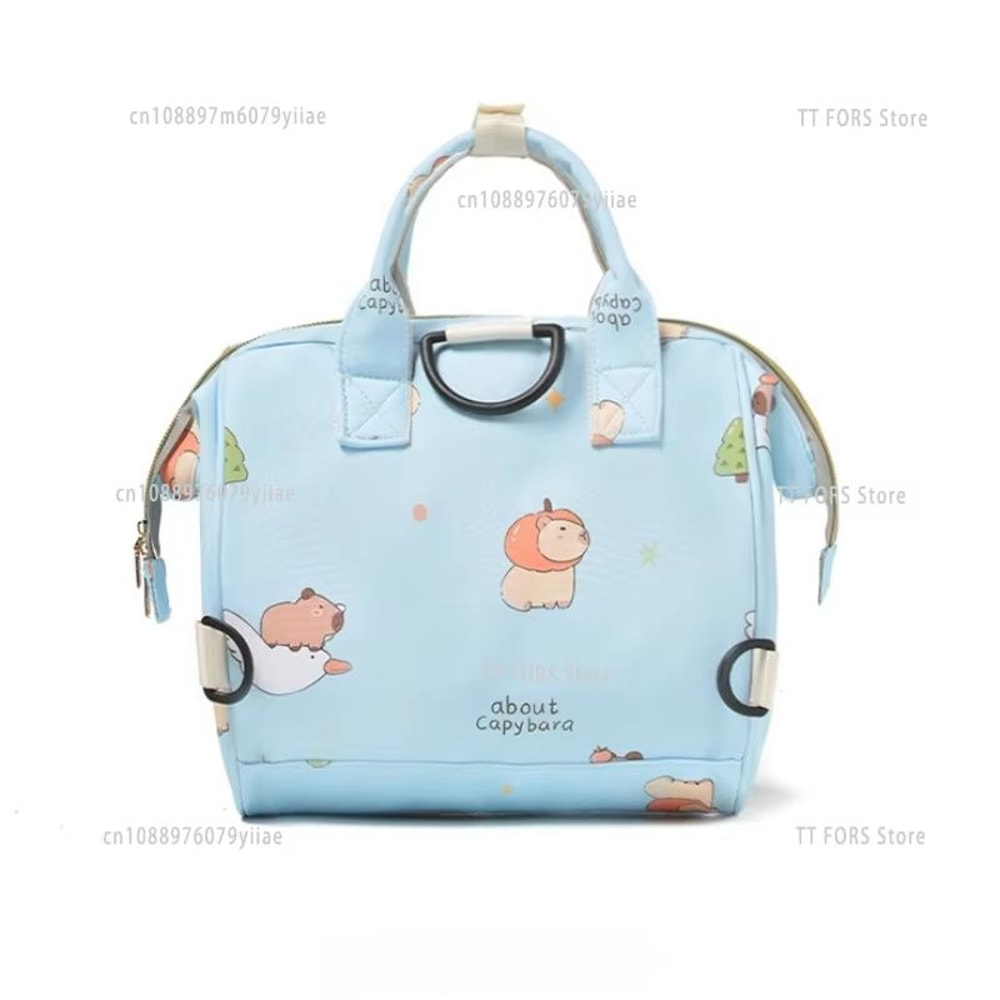 Cartoon Capybara Lightweight Insulated Diaper Backpack For Baby Care 3