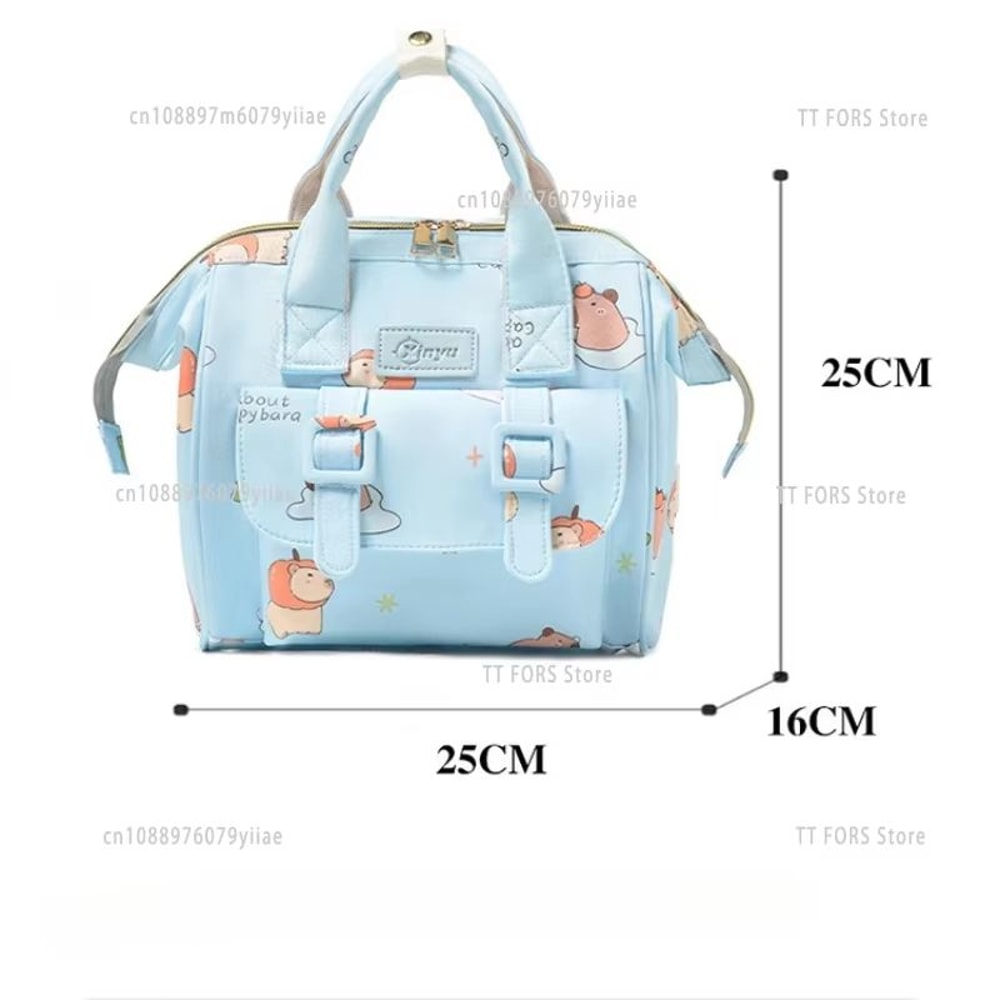 Cartoon Capybara Lightweight Insulated Diaper Backpack For Baby Care 5