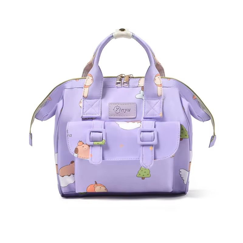 Cartoon Capybara Lightweight Insulated Diaper Backpack For Baby Care 11