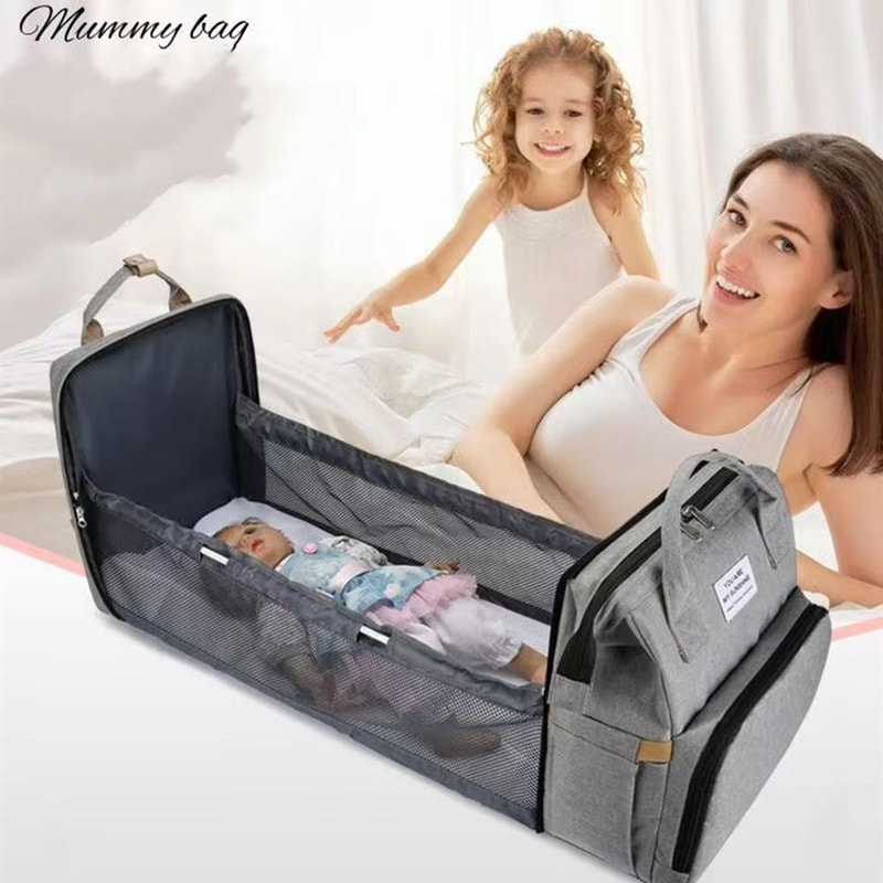 Lightweight Portable Folding Crib LargeCapacity Mommy Diaper Backpack 1