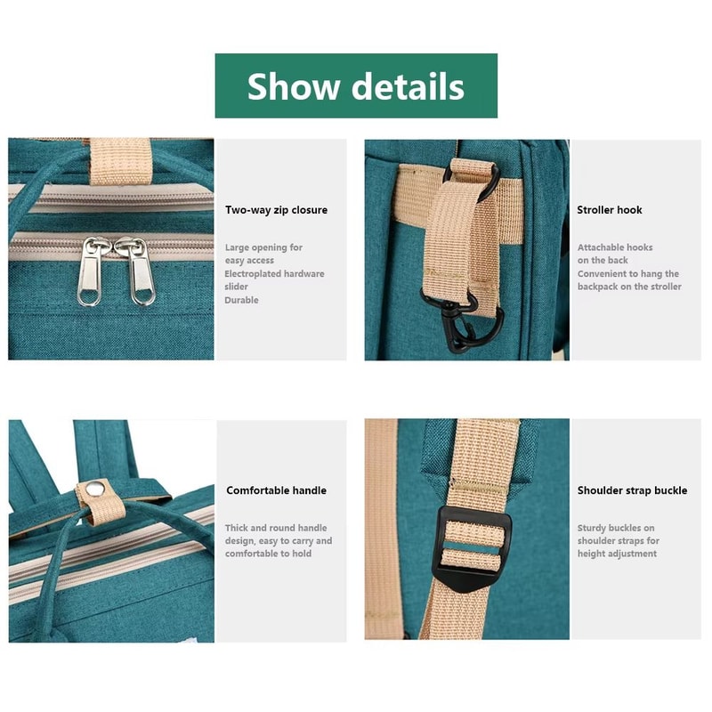 Lightweight Portable Folding Crib LargeCapacity Mommy Diaper Backpack 3