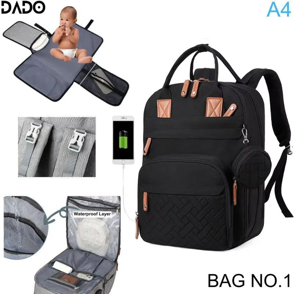 Waterproof Large Capacity Diaper Bag Backpack With Changing Station For Moms 7