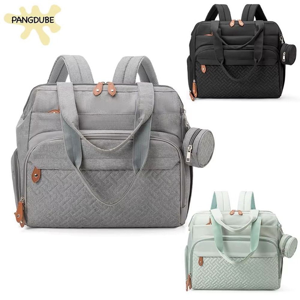 PANGDUBE Large Capacity Diaper Bag Backpack With Pacifier Pouch For Moms And Dads 0