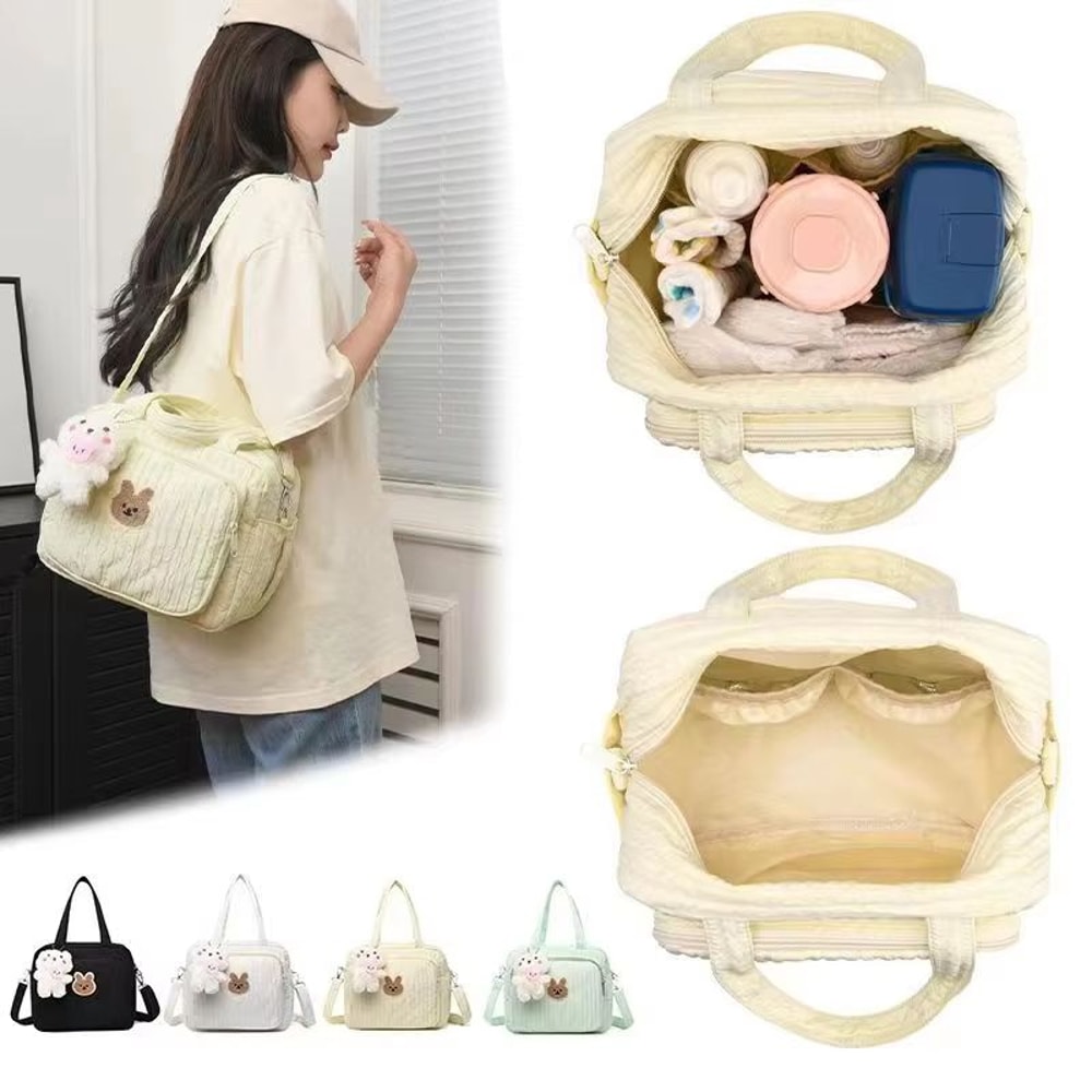 Cotton Mommy Diaper Bag Tote With Multi Pocket Organizer 3
