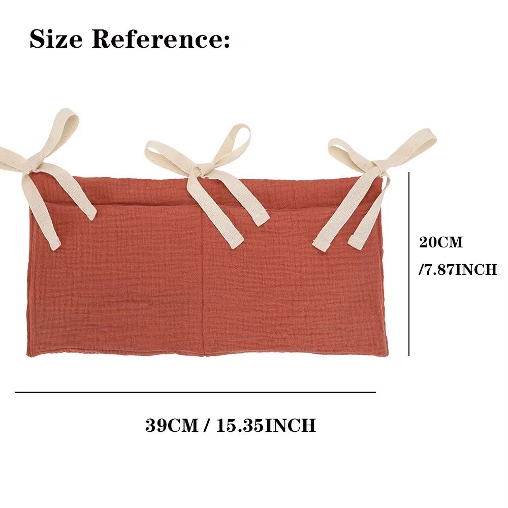 Nursery Crib Bed Organizer Storage Bag With Hanging Diaper Pockets 3