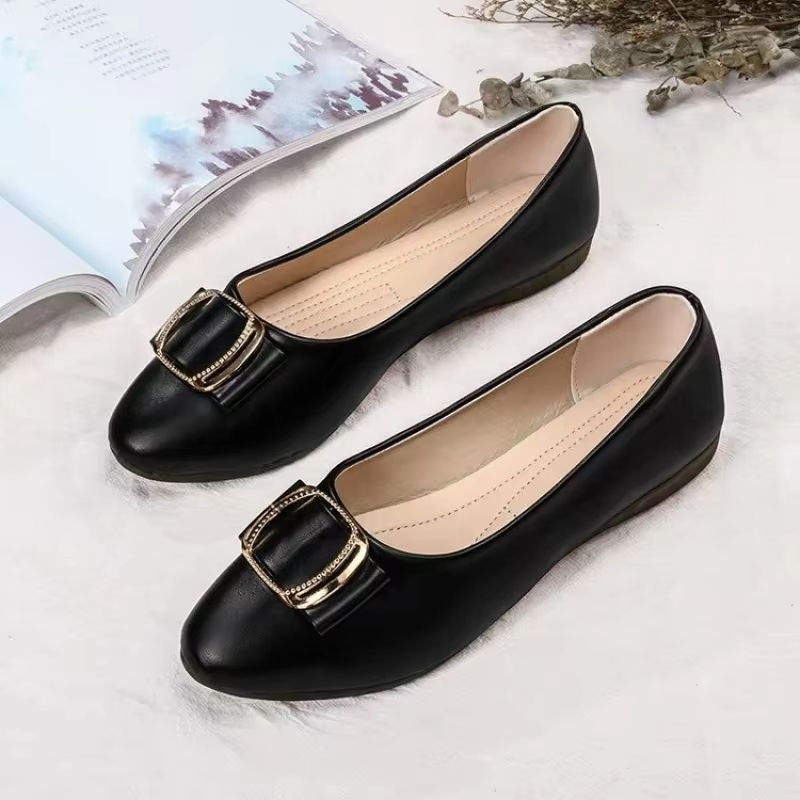 Modern Minimalist SquareBuckle Leather Flats For Women 4