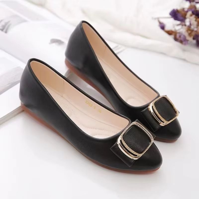 Modern Minimalist SquareBuckle Leather Flats For Women 5