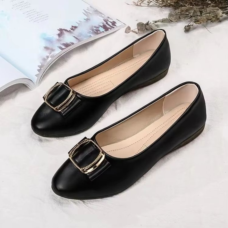 Modern Minimalist SquareBuckle Leather Flats For Women 7