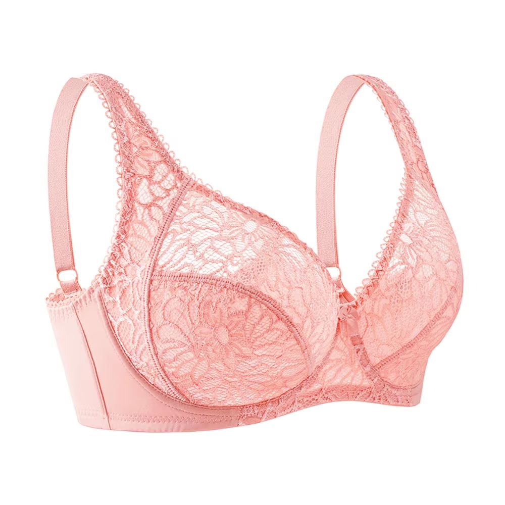 Ultrathin Sheer Deep V Lace Plus Size Bra For Women 10