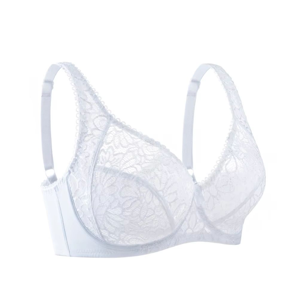 Ultrathin Sheer Deep V Lace Plus Size Bra For Women 11