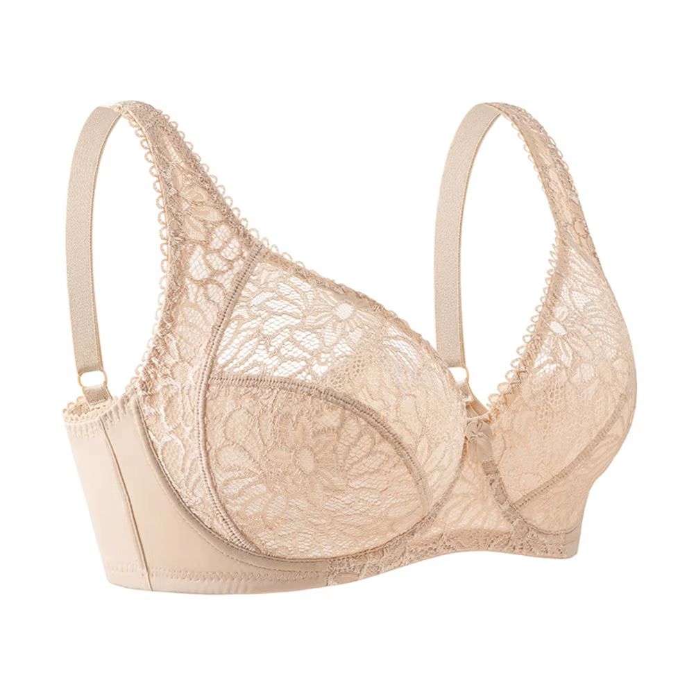 Ultrathin Sheer Deep V Lace Plus Size Bra For Women 7