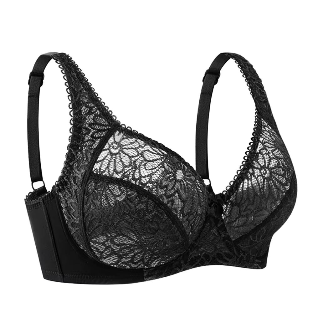 Ultrathin Sheer Deep V Lace Plus Size Bra For Women 8