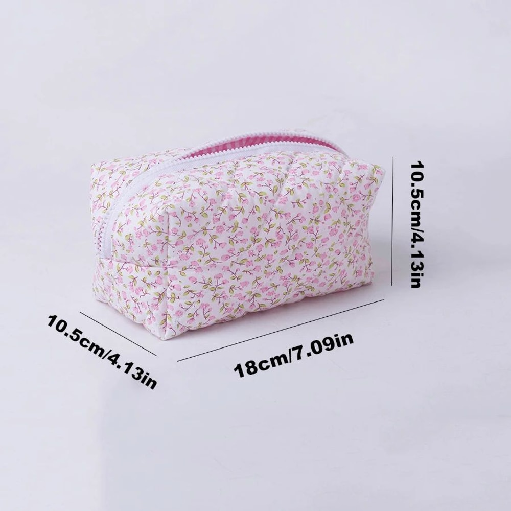 Floral Quilted Makeup Bag Travel Organizer Pouch 1