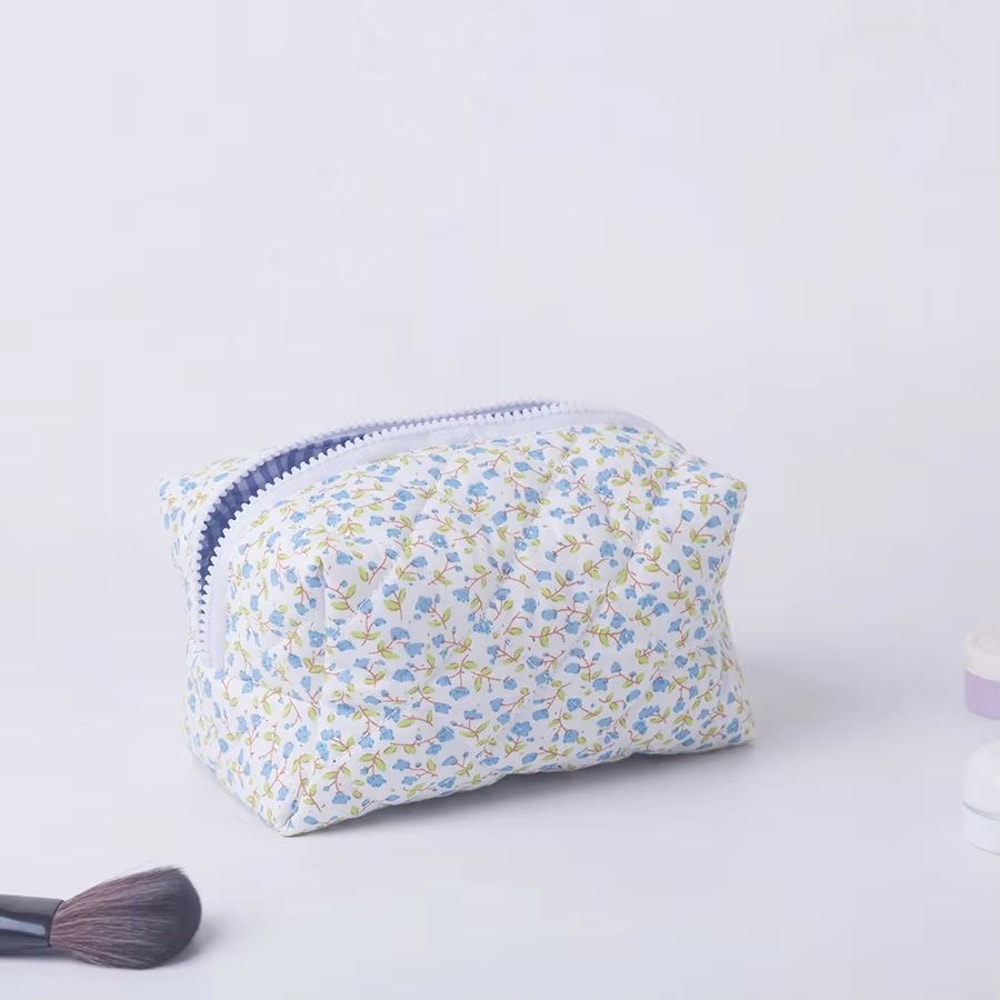 Floral Quilted Makeup Bag Travel Organizer Pouch 2