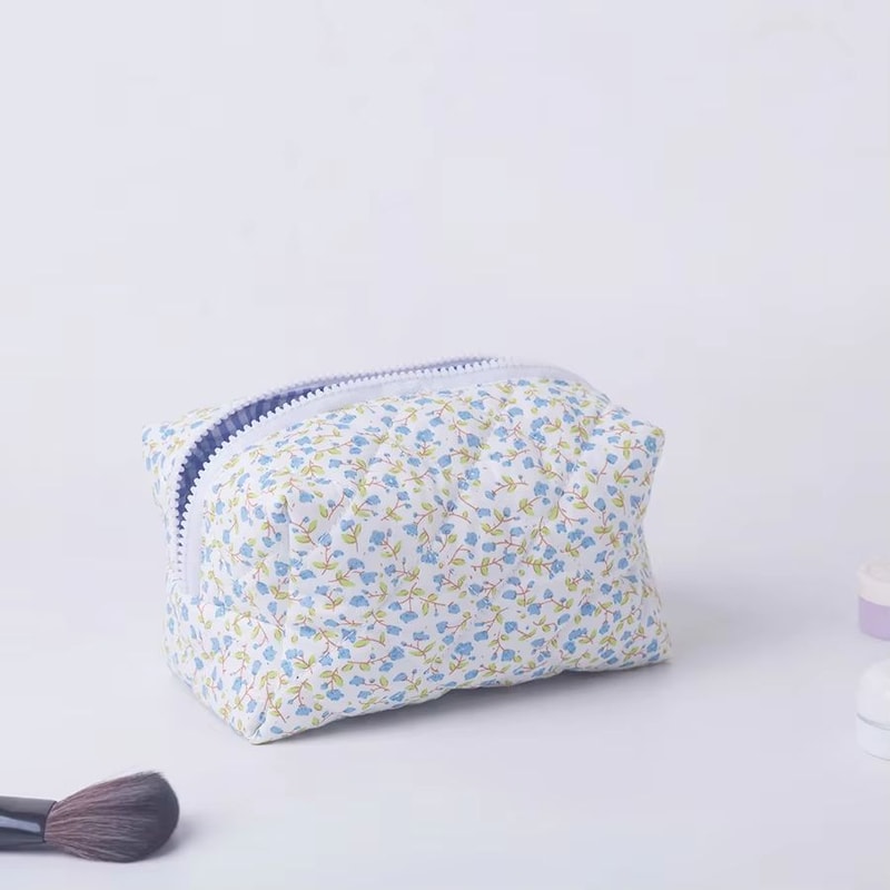Floral Quilted Makeup Bag Travel Organizer Pouch 2