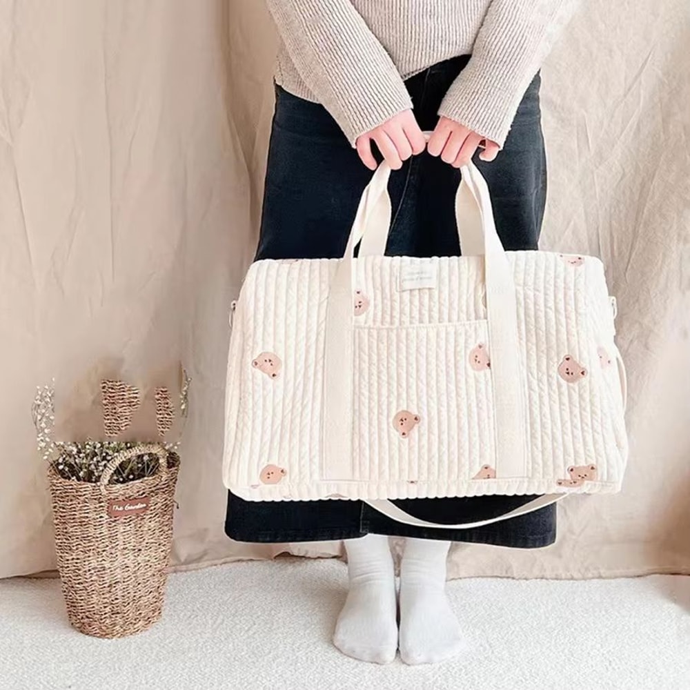 Little Bear Embroidered Handheld And Shoulder Tote Bag 1