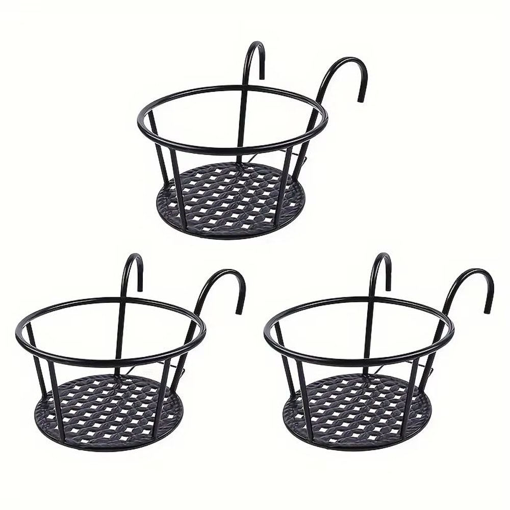 Iron Art Hanging Flower Pots With Hooks Metal Plant Hanging Basket For Balcony Garden Decor 1