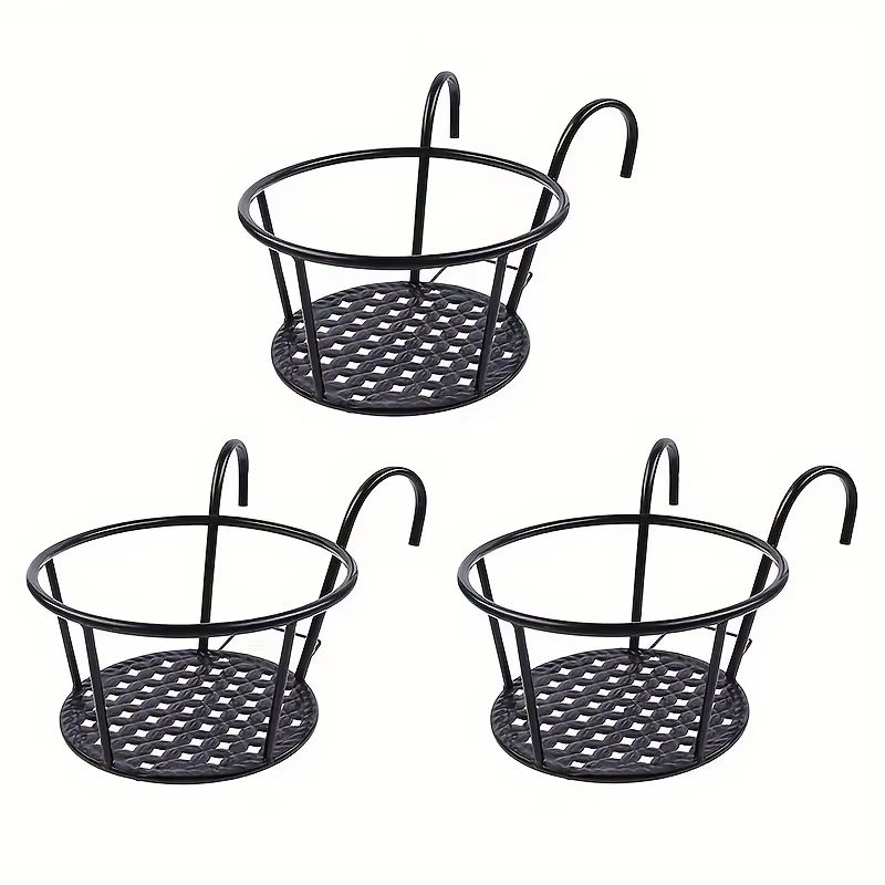 Iron Art Hanging Flower Pots With Hooks Metal Plant Hanging Basket For Balcony Garden Decor 8