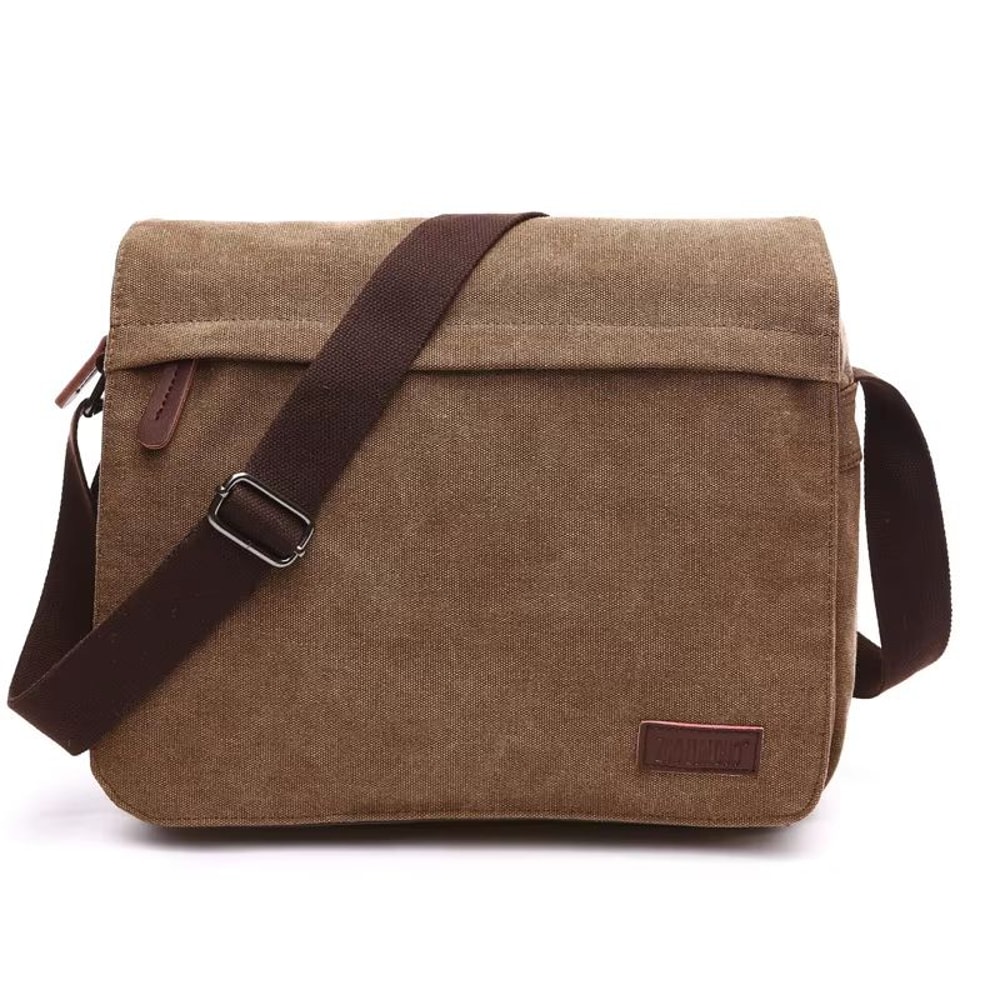 Vintage Canvas Messenger Bag With Buckle Casual Shoulder Bag Canvas Satchel For Men 0