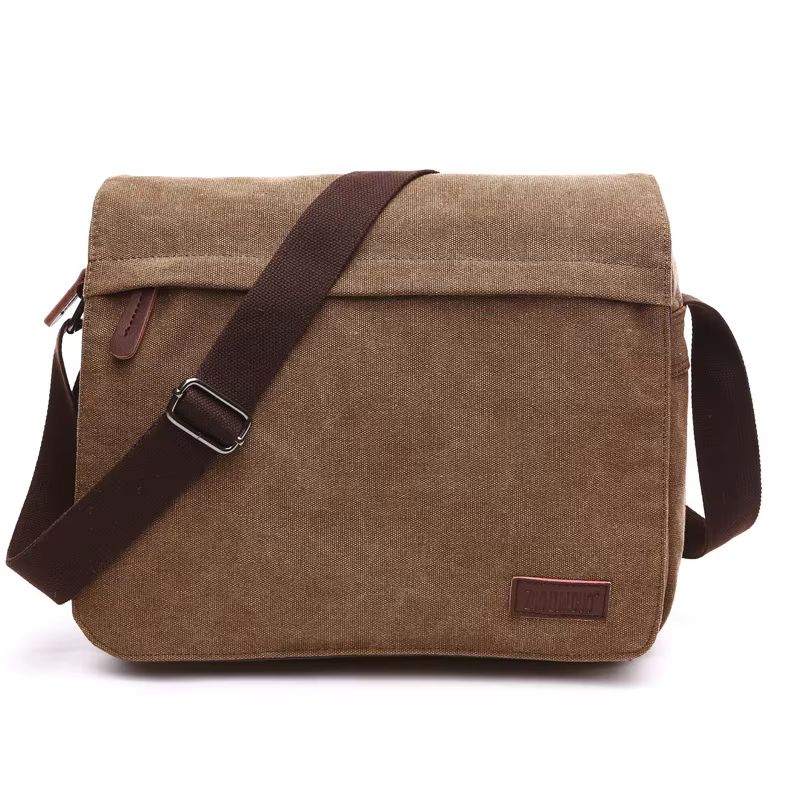 Vintage Canvas Messenger Bag With Buckle Casual Shoulder Bag Canvas Satchel For Men 0