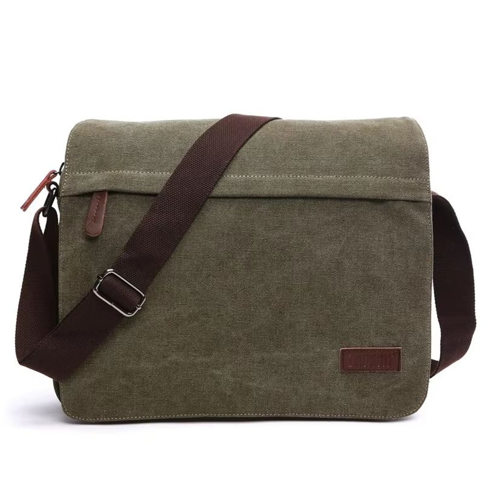 Vintage Canvas Messenger Bag With Buckle Casual Shoulder Bag Canvas Satchel For Men 1