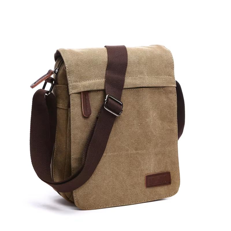 Vintage Canvas Messenger Bag With Buckle Casual Shoulder Bag Canvas Satchel For Men 4