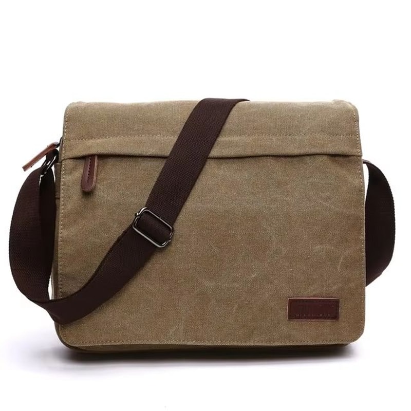 Vintage Canvas Messenger Bag With Buckle Casual Shoulder Bag Canvas Satchel For Men 9