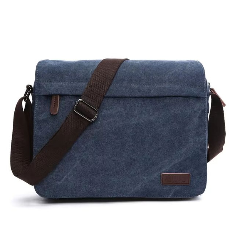 Vintage Canvas Messenger Bag With Buckle Casual Shoulder Bag Canvas Satchel For Men 10