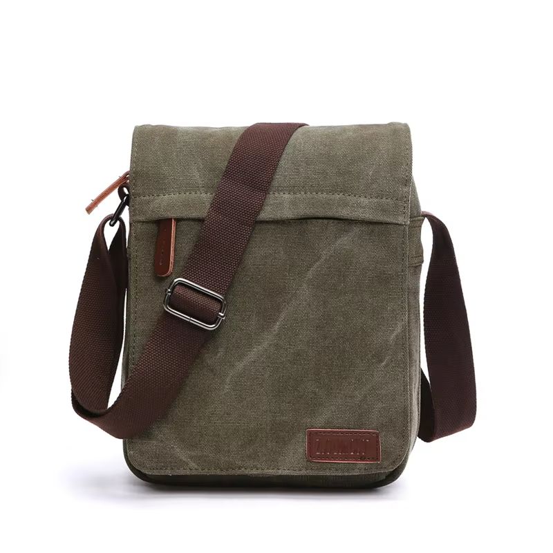Vintage Canvas Messenger Bag With Buckle Casual Shoulder Bag Canvas Satchel For Men 13