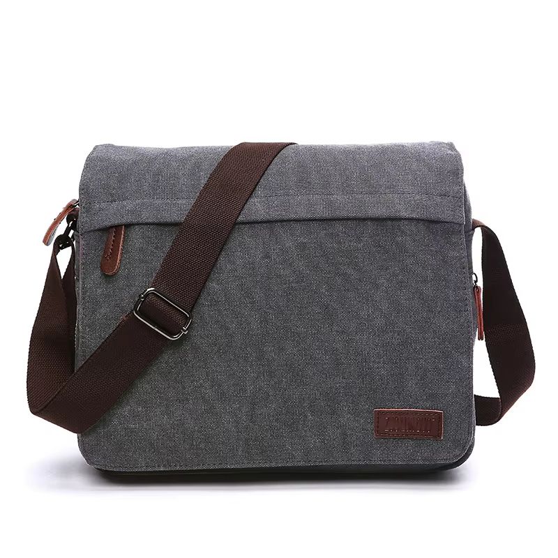 Vintage Canvas Messenger Bag With Buckle Casual Shoulder Bag Canvas Satchel For Men 16