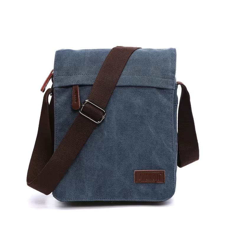 Vintage Canvas Messenger Bag With Buckle Casual Shoulder Bag Canvas Satchel For Men 6