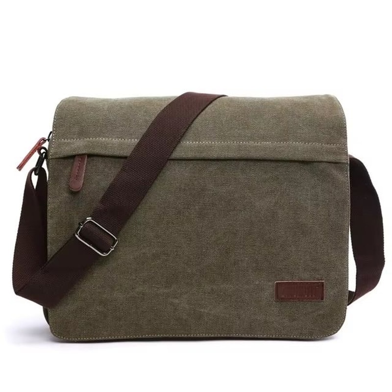 Vintage Canvas Messenger Bag With Buckle Casual Shoulder Bag Canvas Satchel For Men 8
