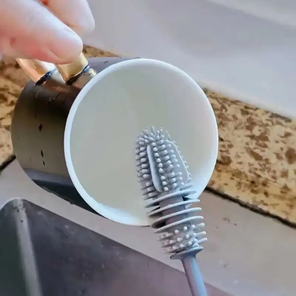 Long Handle Silicone Bottle Cleaning Brush Kitchen Bottle Brush Thermos Glass Cleaning Tool 4