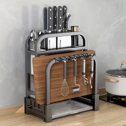 stainless steel knife and cutting board organizer rack – kitchen knife holder & countertop storage rack