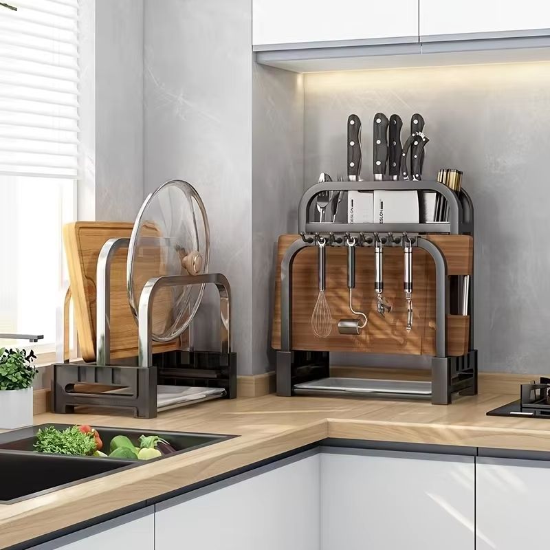 Stainless Steel Knife And Cutting Board Organizer Rack Kitchen Knife Holder Countertop Storage Ra 1