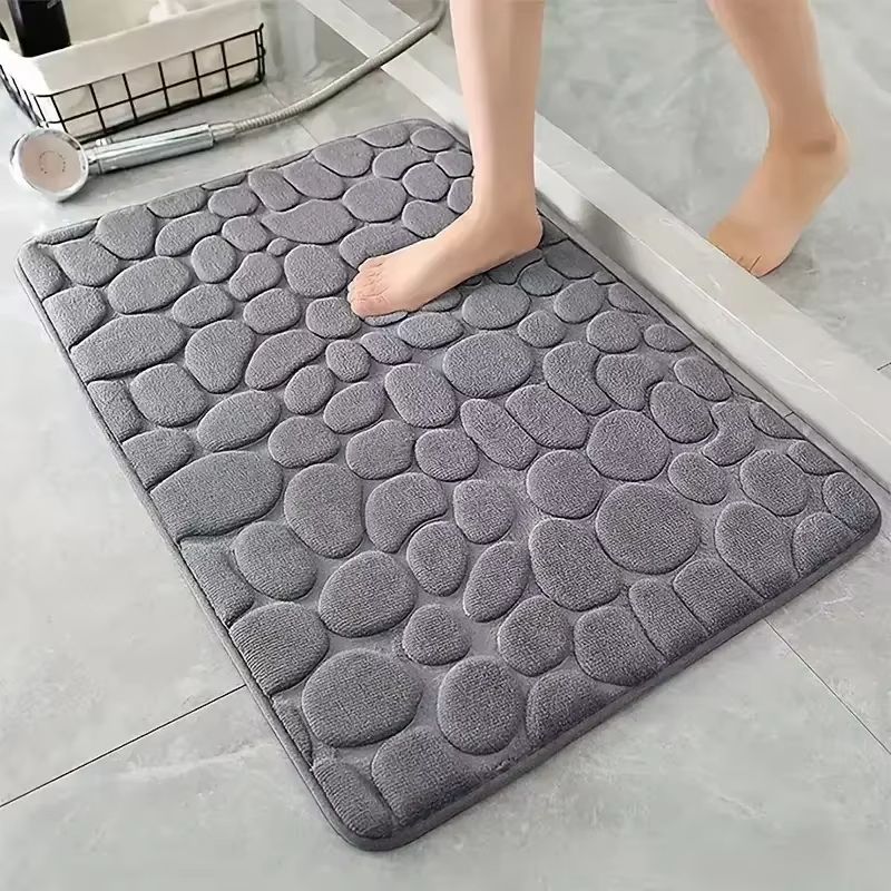 Cobblestone Embossed NonSlip Bathroom Mat Absorbent Quick Dry Floor Doormat 0