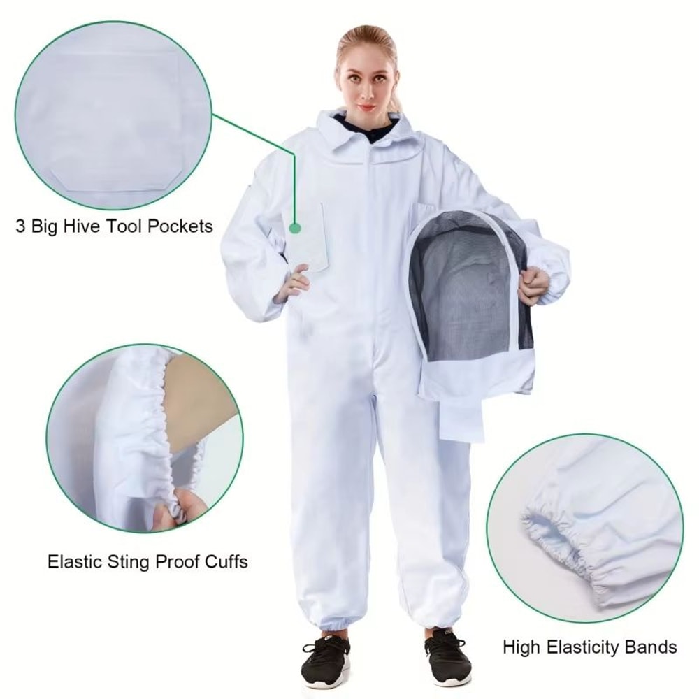 Professional Beekeeper Suit With Ventilated Veil Hood StingProof Protection 2