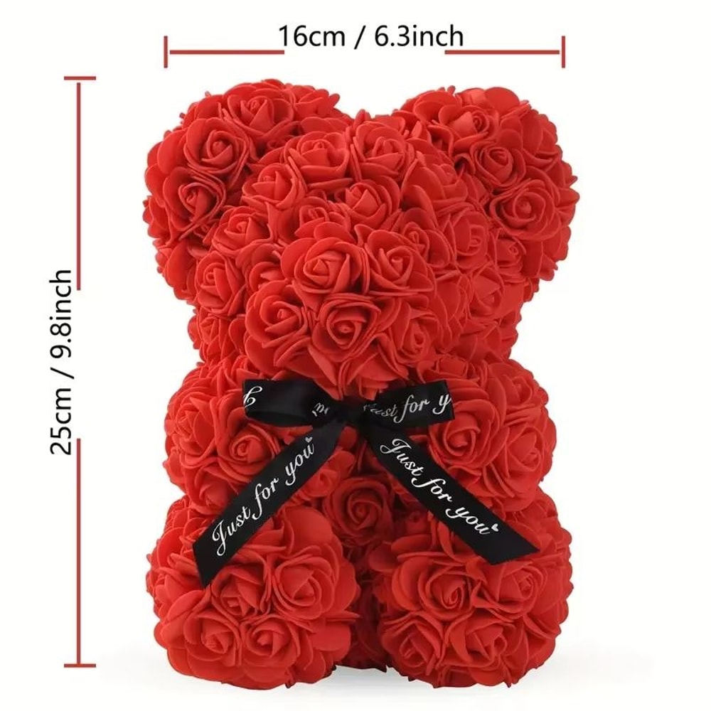 Romantic Red Artificial Rose Bear With Bouquet For Wife Girlfriend Birthday Wedding Gift 4