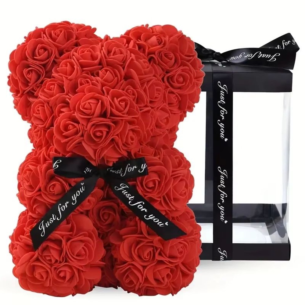 Romantic Red Artificial Rose Bear With Bouquet For Wife Girlfriend Birthday Wedding Gift 5