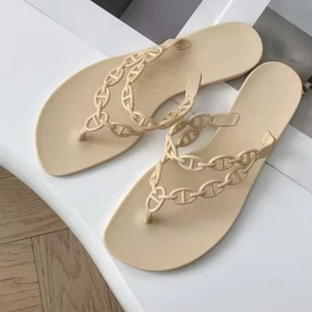 CrystalClear Bow Jelly Flip Flops For Women Rivet Detail Beach Slippers 6