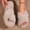 FuzzWave Womens CrossBand Furry Slides Plush EVA Light Slippers 13