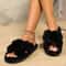 FuzzWave Womens CrossBand Furry Slides Plush EVA Light Slippers 5