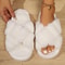 FuzzWave Womens CrossBand Furry Slides Plush EVA Light Slippers 7